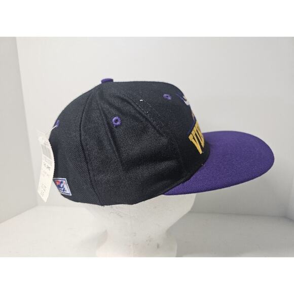 Vintage Minnesota Vikings Snapback Hat Cap Embroidered Black The GAME Spellout - Picture 3 of 7